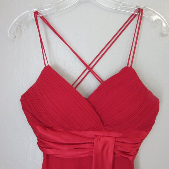 LANDMARK Red Chiffon Spaghetti Straps Padded Bust Fit & Flare Size S Dress - Picture 2 of 4